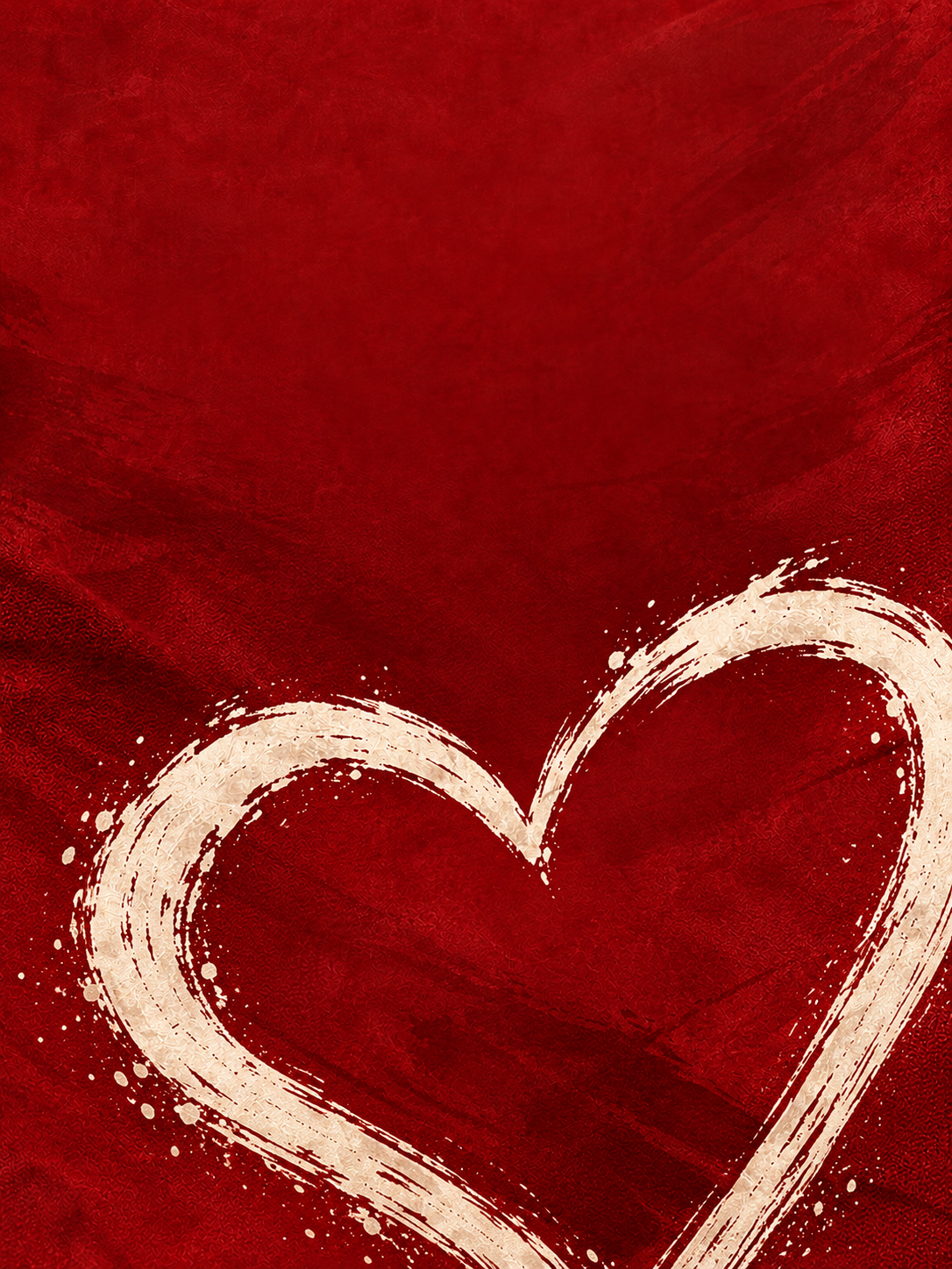 Expressive cream heart on Warm Rebel crimson artwork